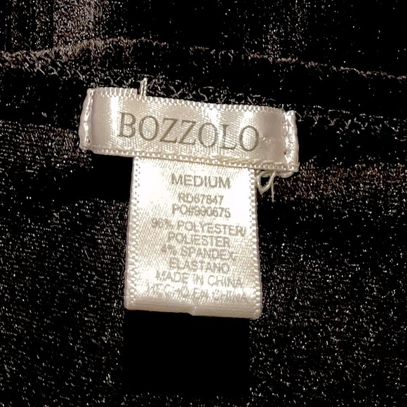 Bozzolo black velvet corduroy pinafore bodycon overall front pocket dress size M - Picture 3 of 5